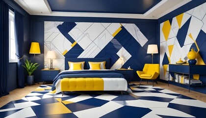 Photo interior modern design room 3d illustration;