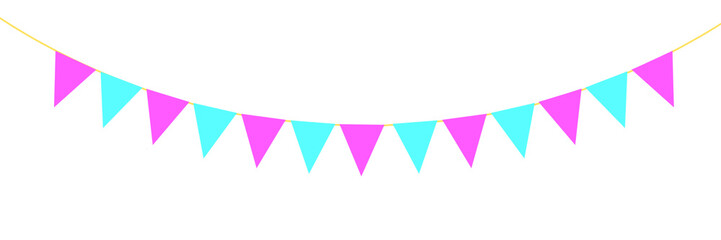 Fototapeta premium colorful ribbon, Party decoration, birthday banner, party banner, birthday decorations, pink & blue banner, flag, decoration, banner png, triangle flag decoration, decoration festival, accessories