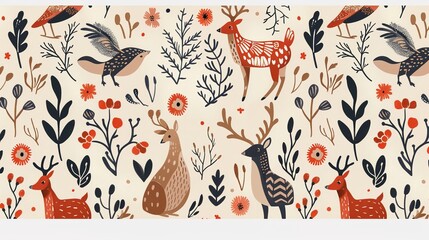 Naklejka premium Flower natural pattern wallpaper