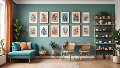 Photo interior modern design room 3d illustration;