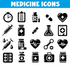 Healthcare and medicine icons sheet vector illustration.