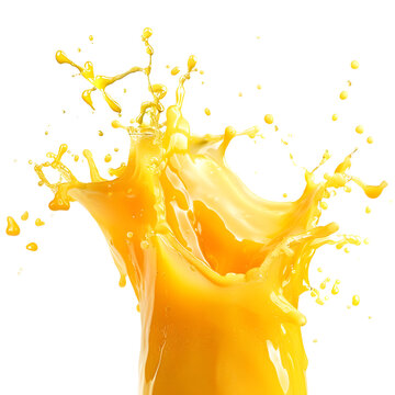 recommend clip art: Splash of yellow orange mango juice against a transparent background