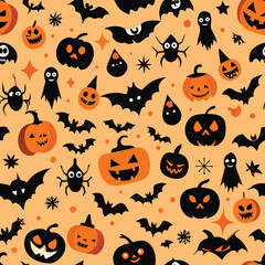 Halloween Seamless Pattern Vector Design