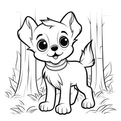 cute dog in forest outline
