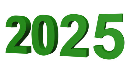 2025 New Year Celebration 3D green Text to Celebrate the Holiday Date