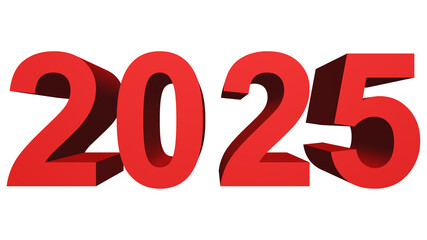 2025 New Year Celebration 3D Red Text to Celebrate the Holiday Date