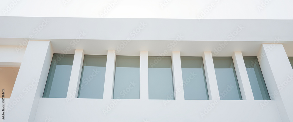 Poster abstract minimalist architecture with white walls and windows