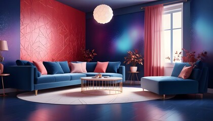 Photo interior modern design room 3d illustration;