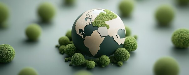 Holographic Earth surrounded by renewable energy icons, symbolizing global collaboration for sustainability, eco-conscious innovation, global awareness