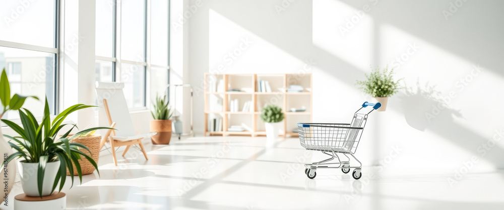 Sticker Shopping Cart in a Modern Interior