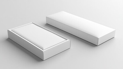 Naklejka premium minimalist product photography of a sleek white box mockup with a luxurious matte finish clean lines and subtle shadows emphasize the elegant simplicity of the design against a neutral background