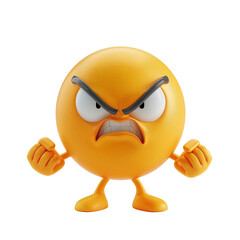 clenched fists angry face expression emoticon , cartoon emoji 3d rendering