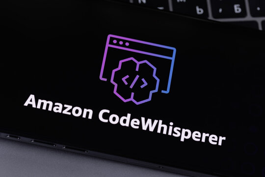 Amazon CodeWhisperer logo on a screen smartphone iPhone. Amazon Q Developer is an expert on patterns in the AWS Well-Architected Framework. Batumi, Georgia - August 11, 2024