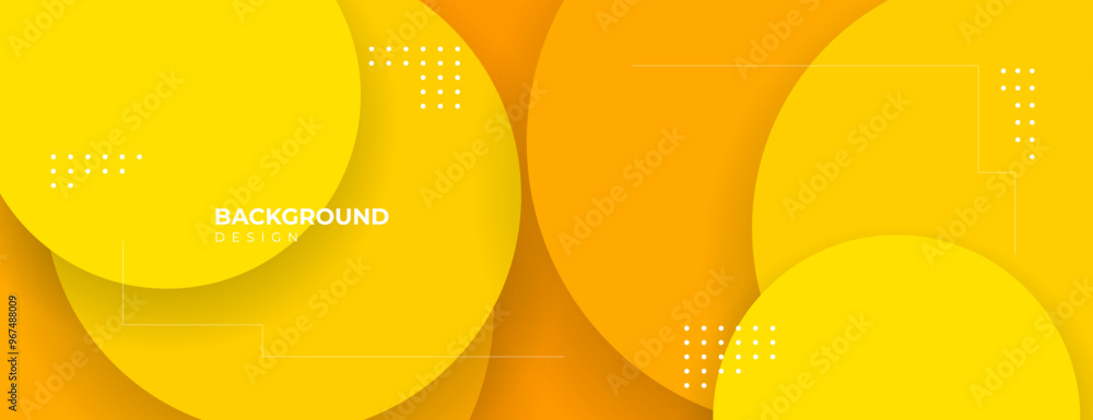 Wall mural yellow and orange layer circles background with geometric shapes