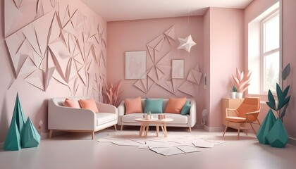 Photo interior modern design room 3d illustration;