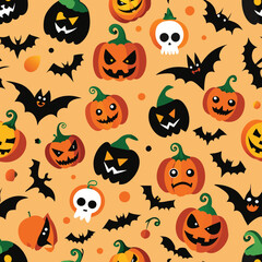 Fototapeta premium Halloween Seamless Pattern Vector Design