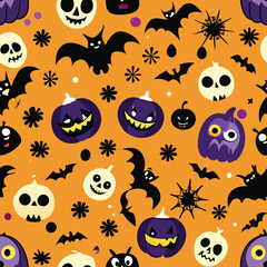 Halloween Seamless Pattern Vector Design