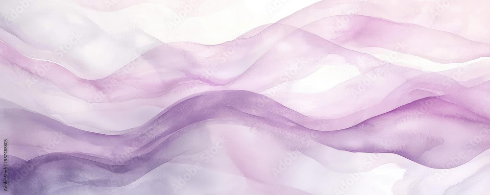Poster elegant abstract background featuring soft waves of purple hues creating a serene and modern atmosph