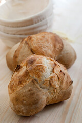 home-baked Italian bread. Traditional Italian bread Pane pugliese