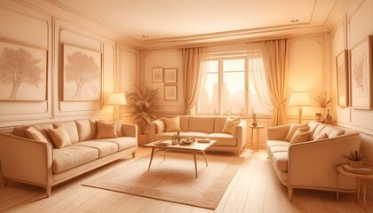 Photo interior modern design room 3d illustration;