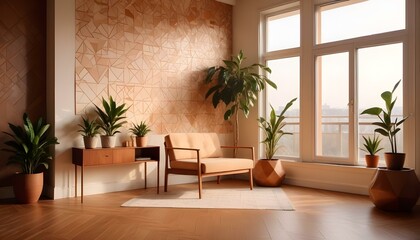 Fototapeta premium Photo interior modern design room 3d illustration;