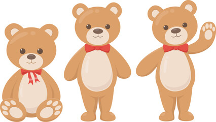 Cartoon cute doll bear on white background