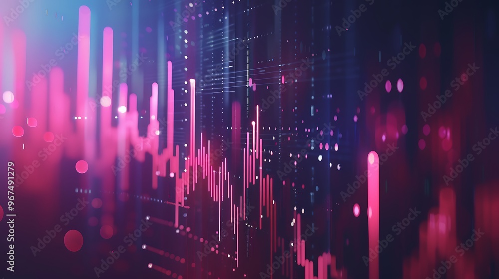 Aufkleber abstract digital data visualization with pink and blue color scheme