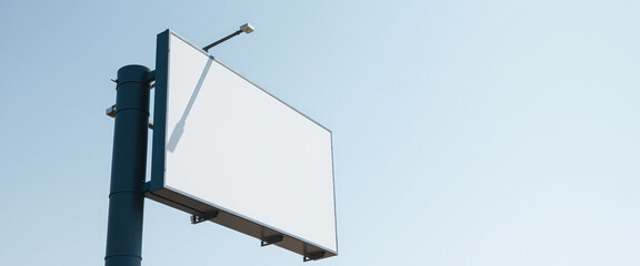 Obraz premium Blank Billboard with Light on Blue Sky Background