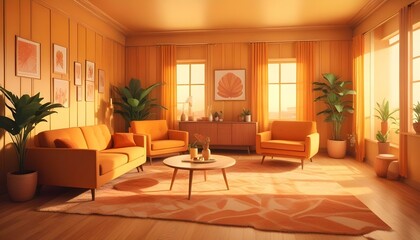 Fototapeta premium Photo interior modern design room 3d illustration;