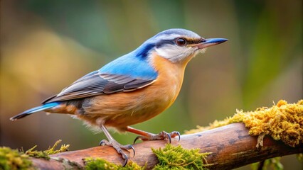 Eurasian Nuthatch posing on a tree branch in a natural setting , bird, wildlife, nature, forest, colorful, small, songbird, European