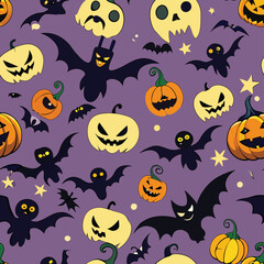 Fototapeta premium Halloween Seamless Pattern Vector Design