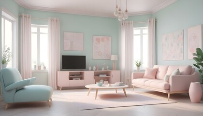 Fototapeta premium Photo interior modern design room 3d illustration;