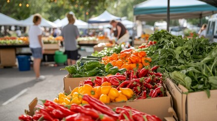 Fresh Produce Displayed at a Farmers Market