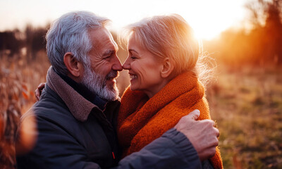 Happy senior couple spending time together in nature.