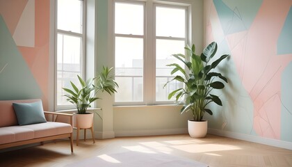 Fototapeta premium Photo interior modern design room 3d illustration;