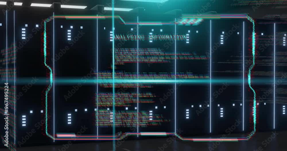 Aufkleber animation of digital data processing over computer servers