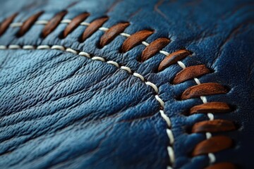 navy blue background with detailed baseball stitching textured leather and crisp white seams create a classic sportsthemed design
