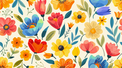 Colorful delicate flowers pattern background