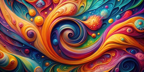 Colorful abstract painting with vibrant swirling patterns and dynamic shapes, abstract, art, painting, colorful, vibrant