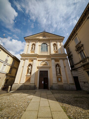 Historic Sante Maria Maddalena e Teresa church along via Italia in Monza, Italy