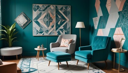 Photo interior modern design room 3d illustration;