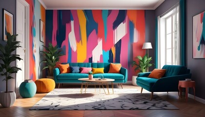Photo interior modern design room 3d illustration;
