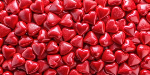 Red colored candy hearts background, Valentine's Day, love, romance, sweet, festive, decoration, celebration, passion