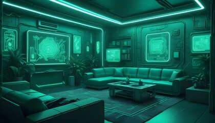 Photo interior modern design room 3d illustration;