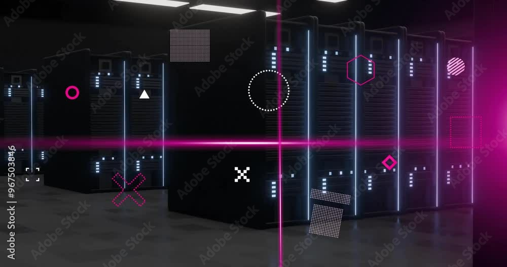 Aufkleber animation of digital data processing over computer servers