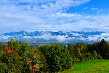 View of Karavanke mountains from Jamnik