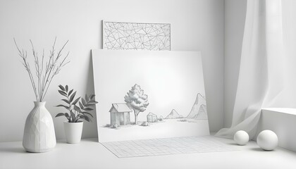 Photo interior modern design room 3d illustration;