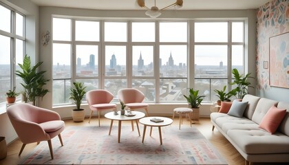 Photo interior modern design room 3d illustration;