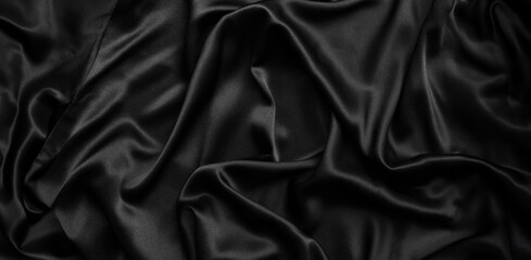 dark black silk wide texture background. Luxury design for banner with copy space