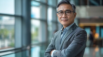 Fototapeta premium Businessman Portrait, Plain Office Background, Businessman, Portrait Shot
